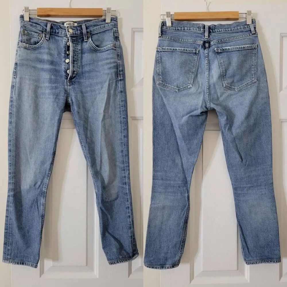 Agolde Nico Jean High Rise Button Fly Denim Blue Style A093C-1048 26